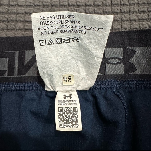 Under Armour Mens Small Blue Athletic Shorts HeatGear Logo Training Running - Picture 5 of 7